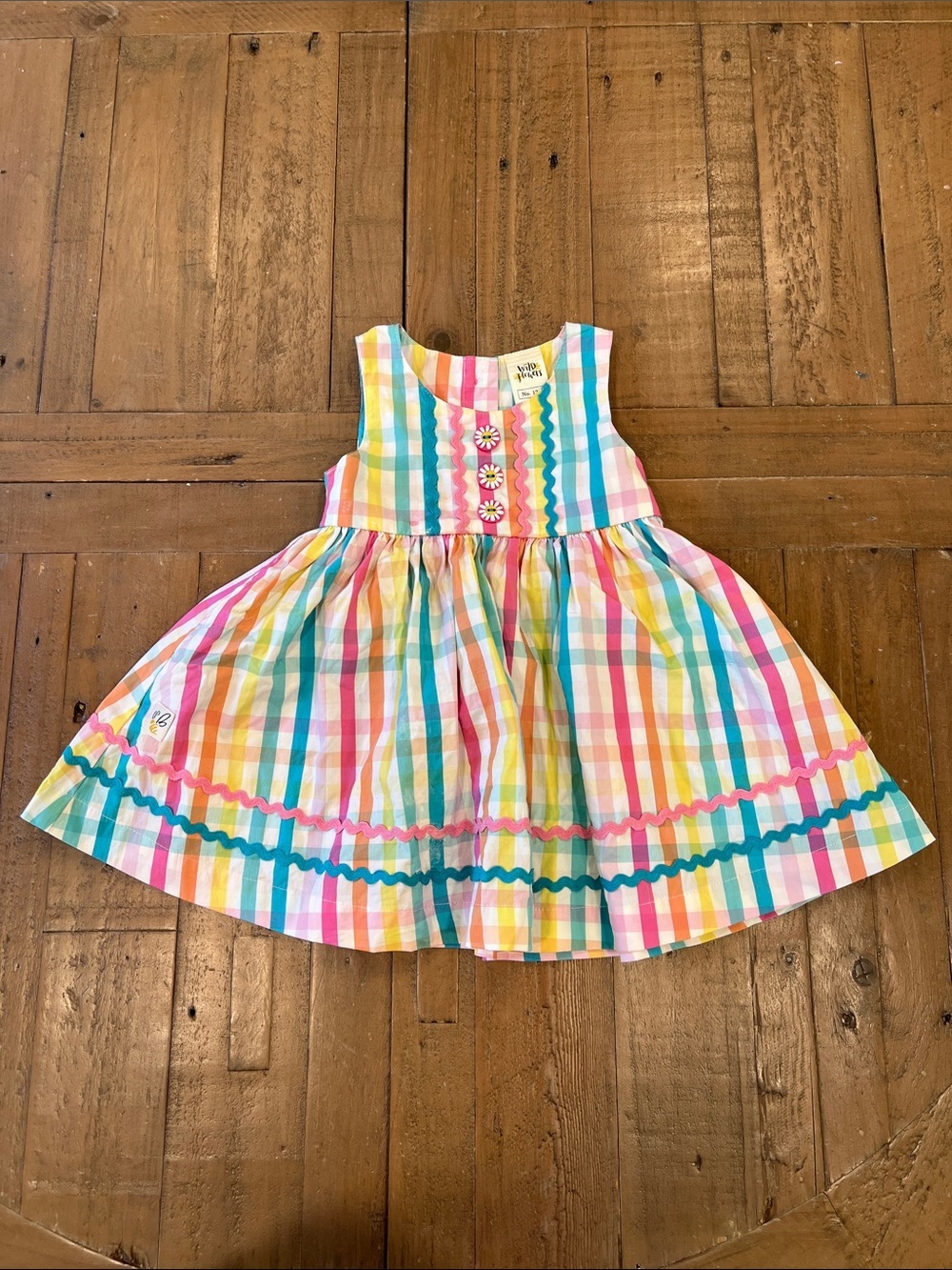 Wildflowers colorful plaid fit and flare dress 12 months buttons